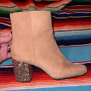 Old Navy Suede Heeled Boots with Glitter Heel